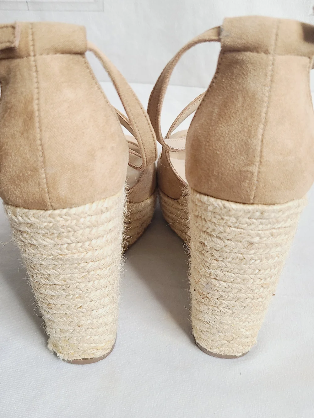 Saks Fifth Avenue Nude Suede Espadrille Wedge Sandals